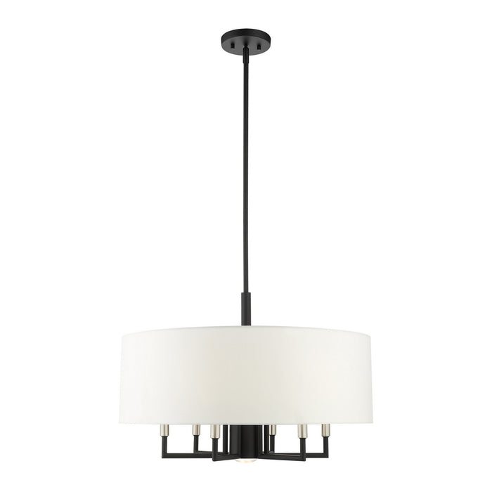 Livex Lighting 49376-04 Seven Light Chandelier, Black w/ Brushed Nickels
