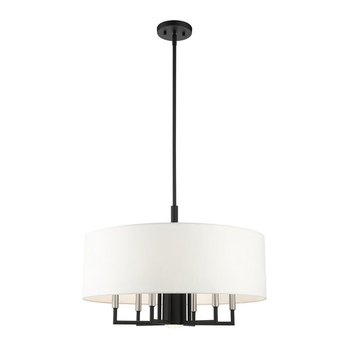 Livex Lighting 49376-04 Seven Light Chandelier, Black w/ Brushed Nickels