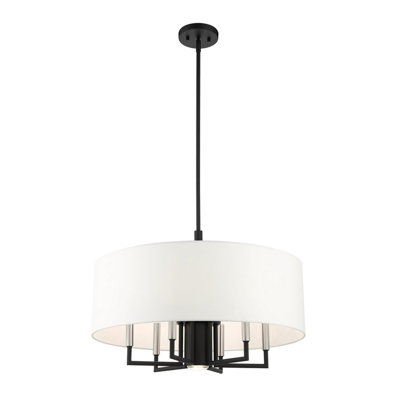 Livex Lighting 49376-04 Seven Light Chandelier, Black w/ Brushed Nickels