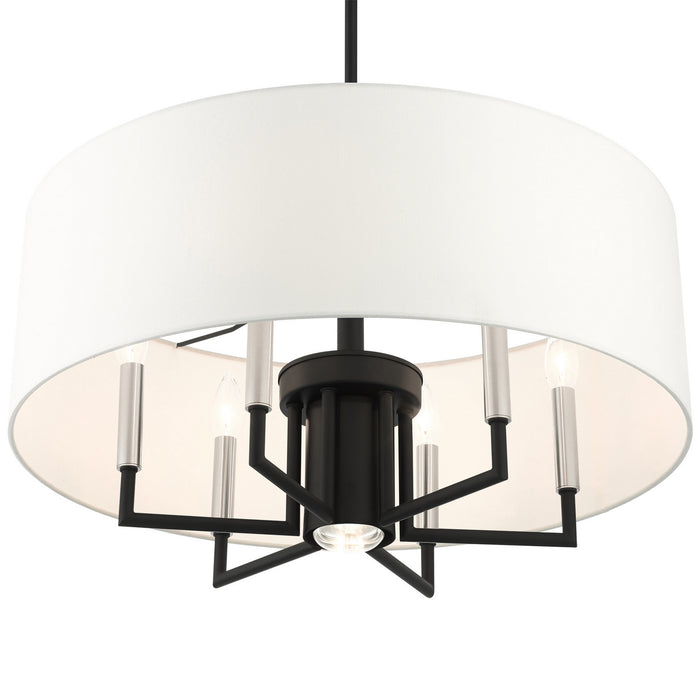 Livex Lighting 49376-04 Seven Light Chandelier, Black w/ Brushed Nickels