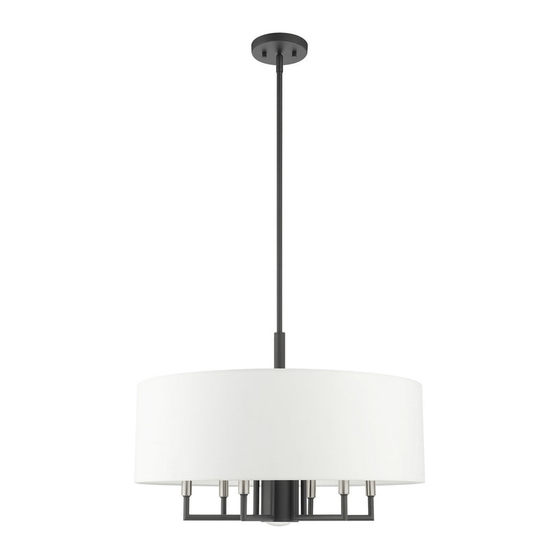 Livex Lighting 49376-76 Seven Light Chandelier, Scandinavian Gray w/ Brushed Nickels