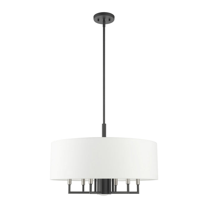 Livex Lighting 49376-76 Seven Light Chandelier, Scandinavian Gray w/ Brushed Nickels