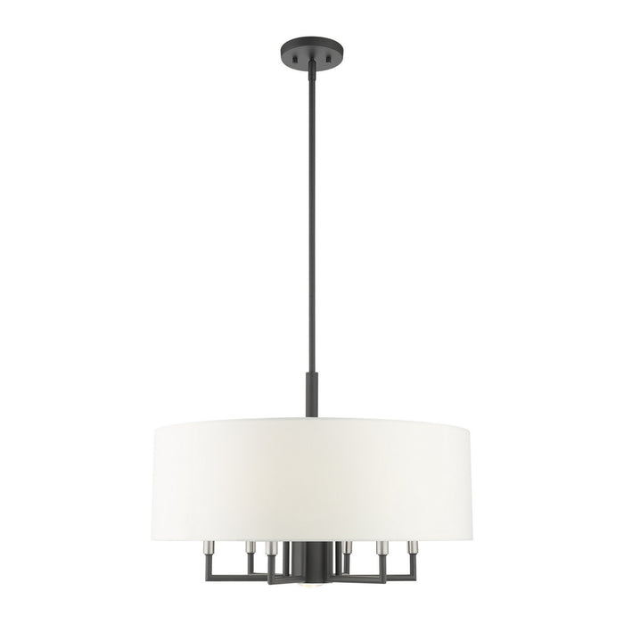 Livex Lighting 49376-76 Seven Light Chandelier, Scandinavian Gray w/ Brushed Nickels