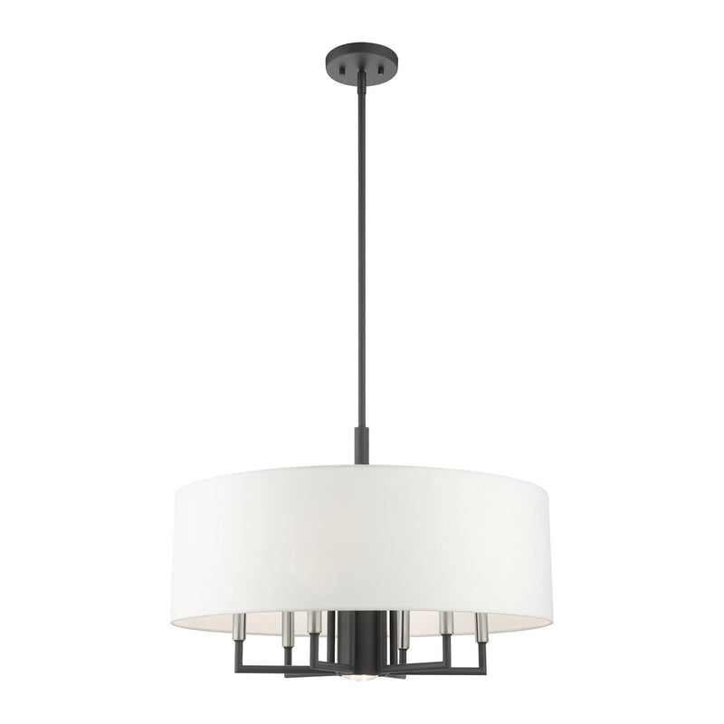 Livex Lighting 49376-76 Seven Light Chandelier, Scandinavian Gray w/ Brushed Nickels