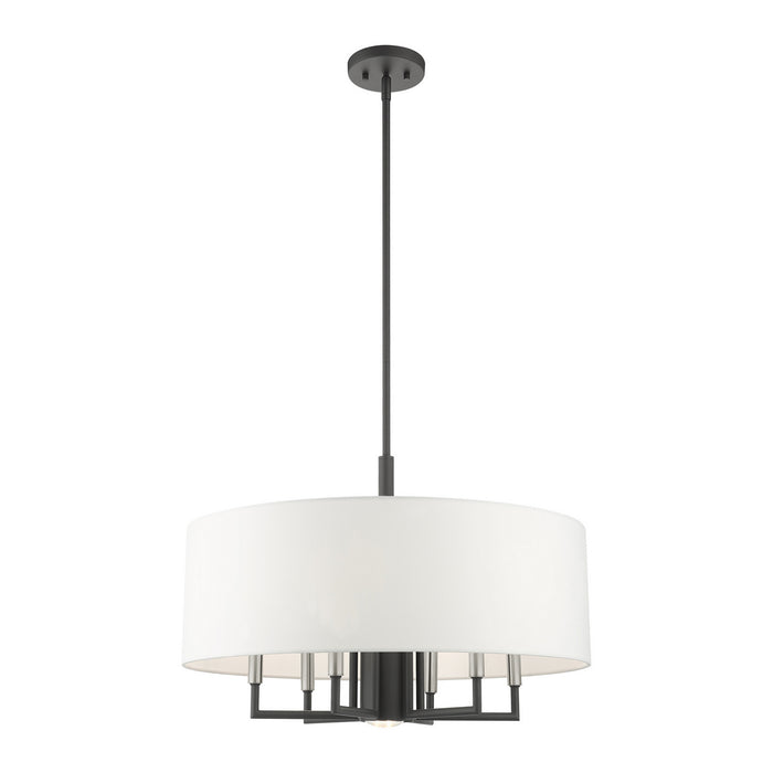 Livex Lighting 49376-76 Seven Light Chandelier, Scandinavian Gray w/ Brushed Nickels