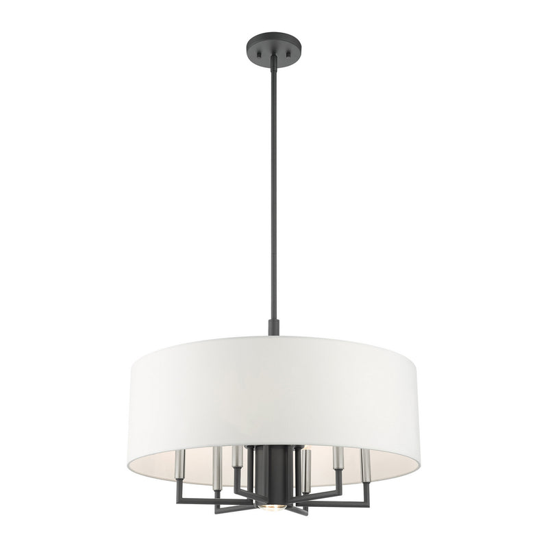 Livex Lighting 49376-76 Seven Light Chandelier, Scandinavian Gray w/ Brushed Nickels