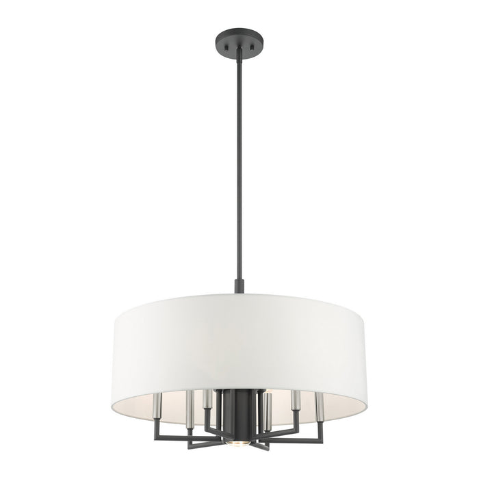 Livex Lighting 49376-76 Seven Light Chandelier, Scandinavian Gray w/ Brushed Nickels