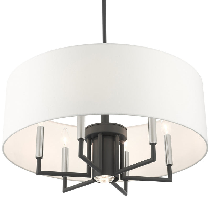 Livex Lighting 49376-76 Seven Light Chandelier, Scandinavian Gray w/ Brushed Nickels