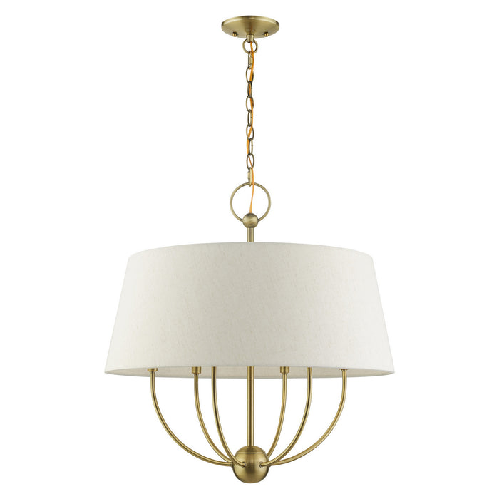 Livex Lighting 49446-01 Six Light Chandelier, Antique Brass