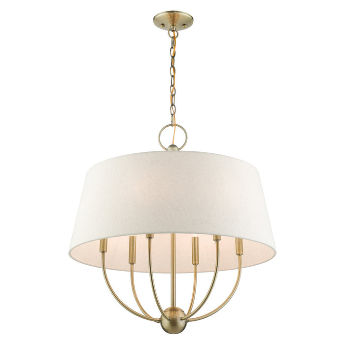 Livex Lighting 49446-01 Six Light Chandelier, Antique Brass