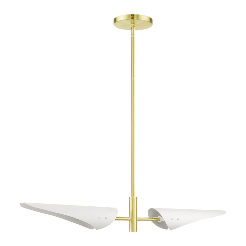 Livex Lighting 49492-12 Two Light Linear Chandelier, Satin Brass