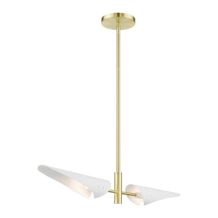 Livex Lighting 49492-12 Two Light Linear Chandelier, Satin Brass