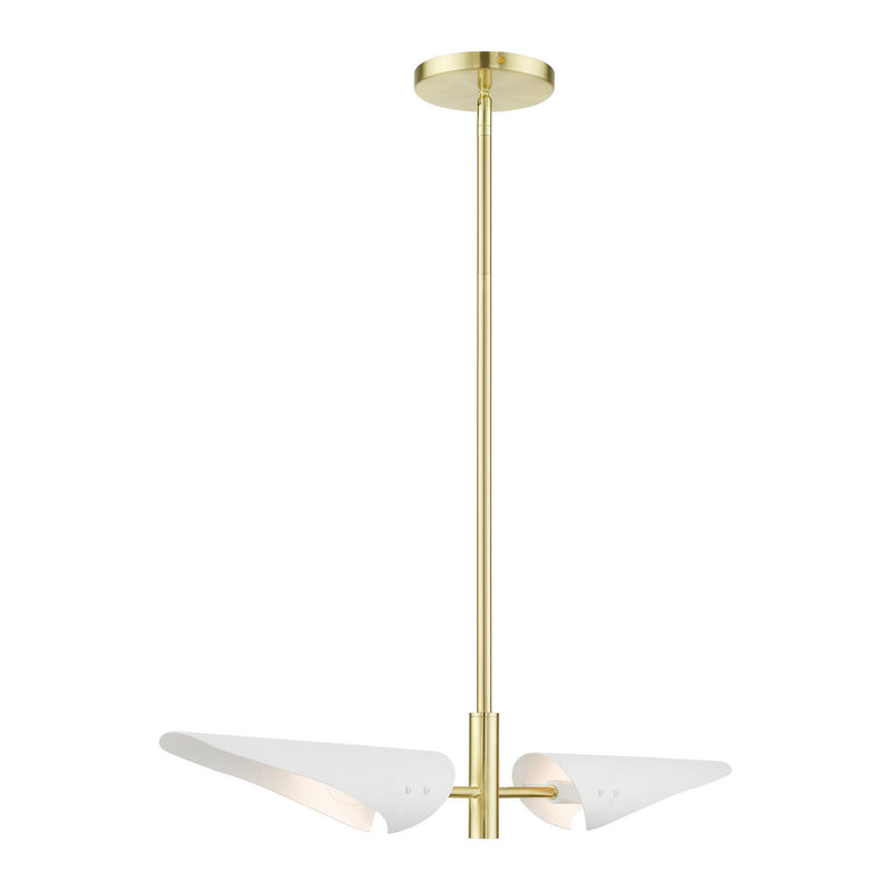 Livex Lighting 49492-12 Two Light Linear Chandelier, Satin Brass