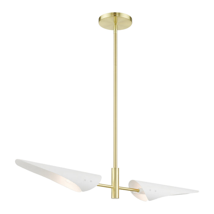 Livex Lighting 49492-12 Two Light Linear Chandelier, Satin Brass