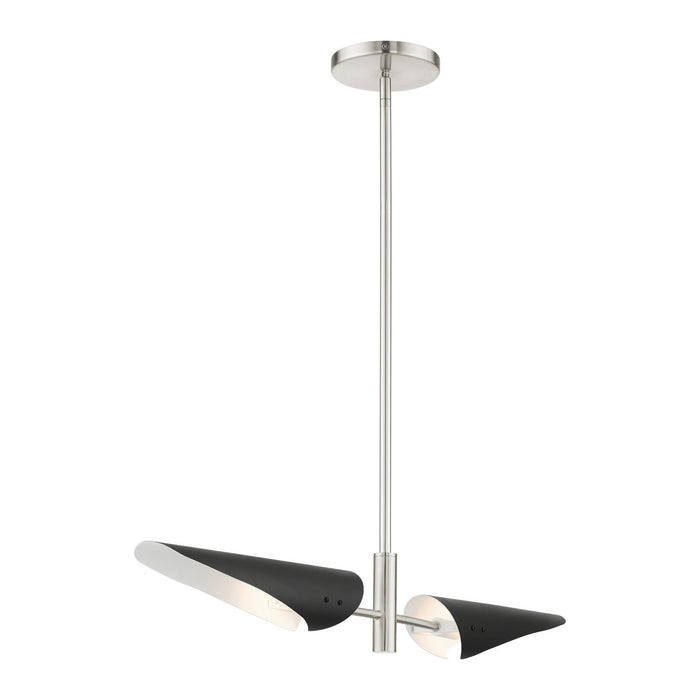 Livex Lighting 49492-91 Two Light Linear Chandelier, Brushed Nickel