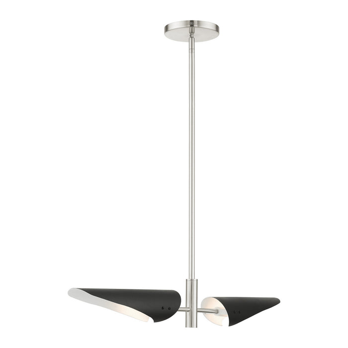 Livex Lighting 49492-91 Two Light Linear Chandelier, Brushed Nickel