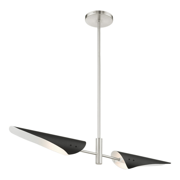 Livex Lighting 49492-91 Two Light Linear Chandelier, Brushed Nickel