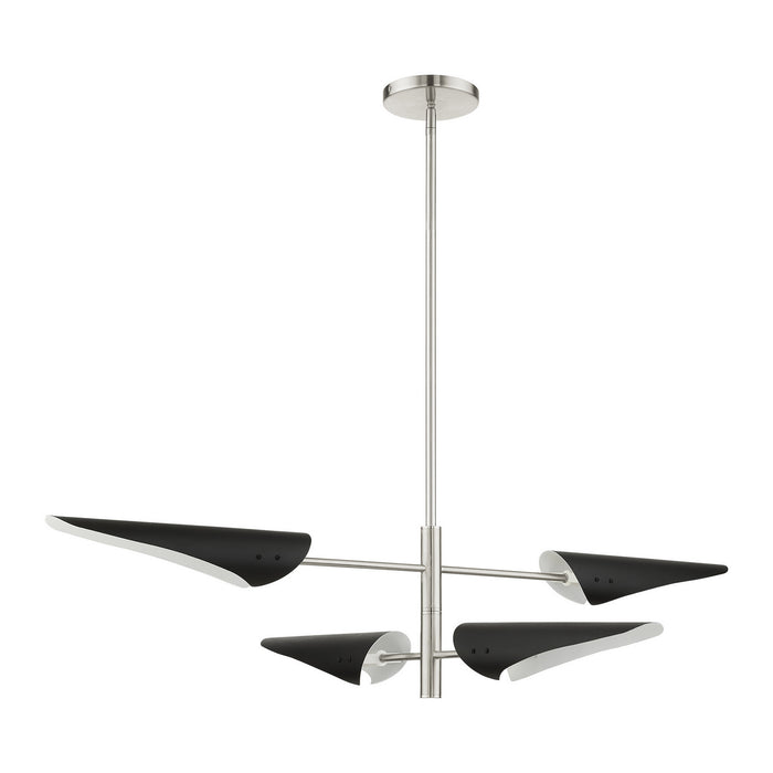 Livex Lighting 49494-91 Four Light Chandelier, Brushed Nickel