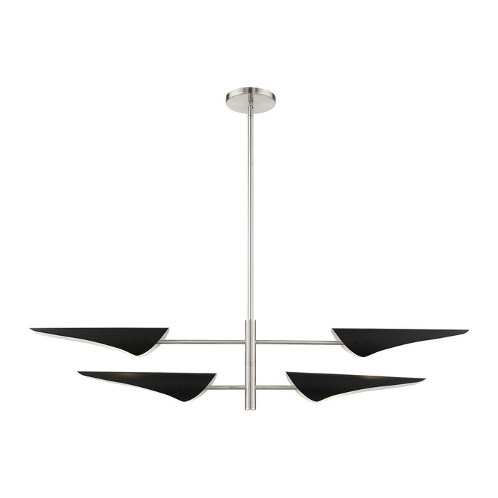 Livex Lighting 49494-91 Four Light Chandelier, Brushed Nickel