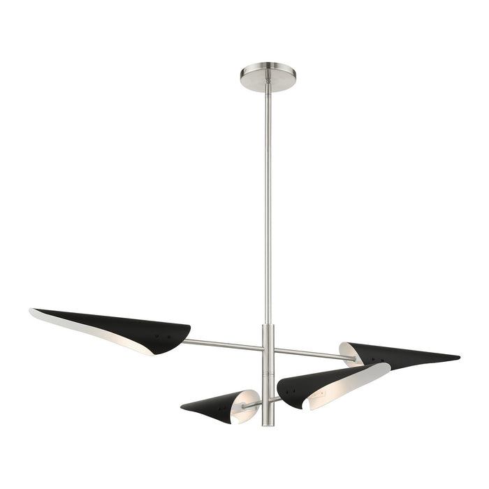 Livex Lighting 49494-91 Four Light Chandelier, Brushed Nickel