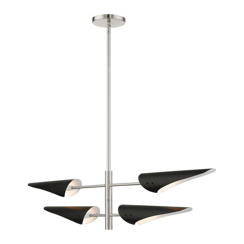 Livex Lighting 49494-91 Four Light Chandelier, Brushed Nickel