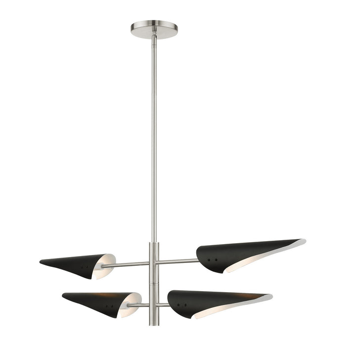 Livex Lighting 49494-91 Four Light Chandelier, Brushed Nickel