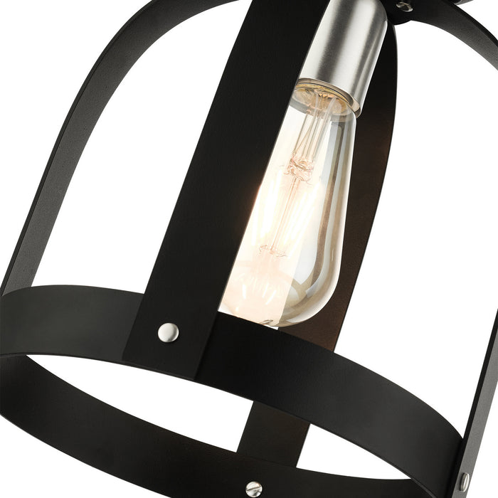 Livex Lighting 49641-14 One Light Semi Flush Mount, Textured Black w/ Brushed Nickels