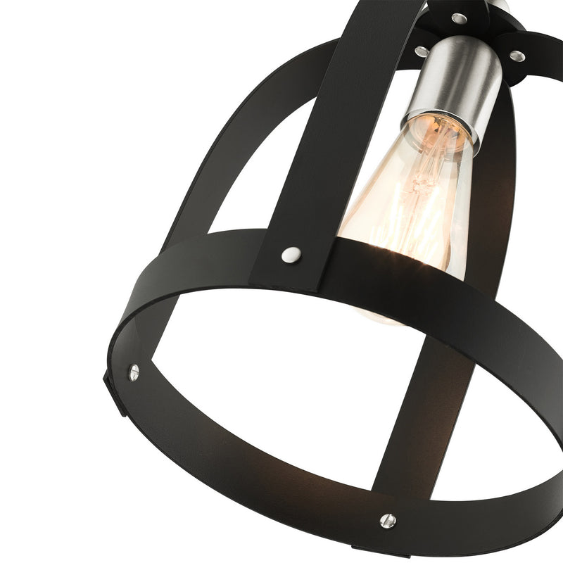 Livex Lighting 49642-14 One Light Mini Pendant, Textured Black w/ Brushed Nickels