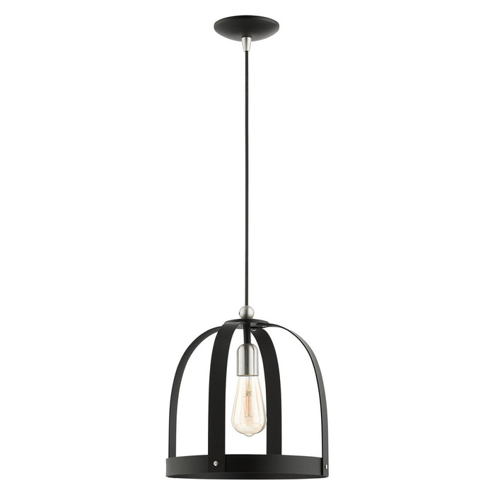 Livex Lighting 49643-14 One Light Pendant, Textured Black w/ Brushed Nickels