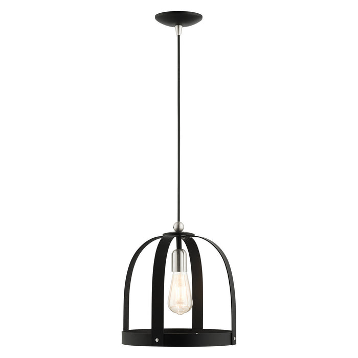 Livex Lighting 49643-14 One Light Pendant, Textured Black w/ Brushed Nickels