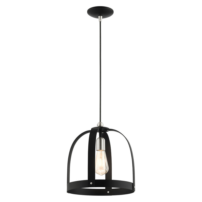 Livex Lighting 49643-14 One Light Pendant, Textured Black w/ Brushed Nickels