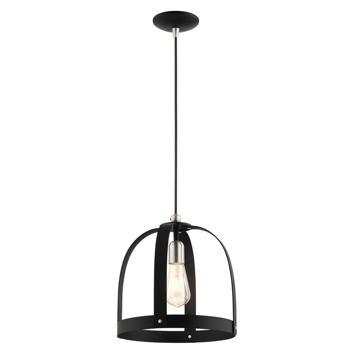 Livex Lighting 49643-14 One Light Pendant, Textured Black w/ Brushed Nickels