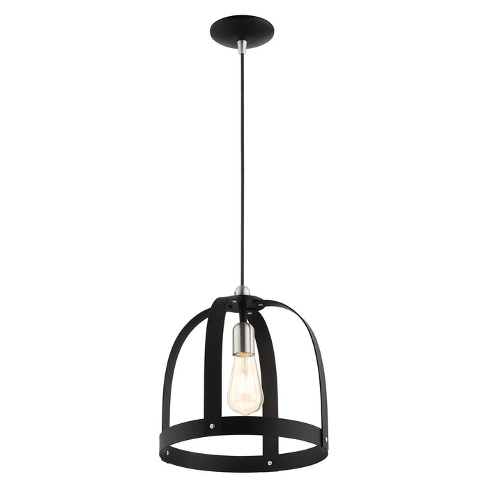 Livex Lighting 49643-14 One Light Pendant, Textured Black w/ Brushed Nickels
