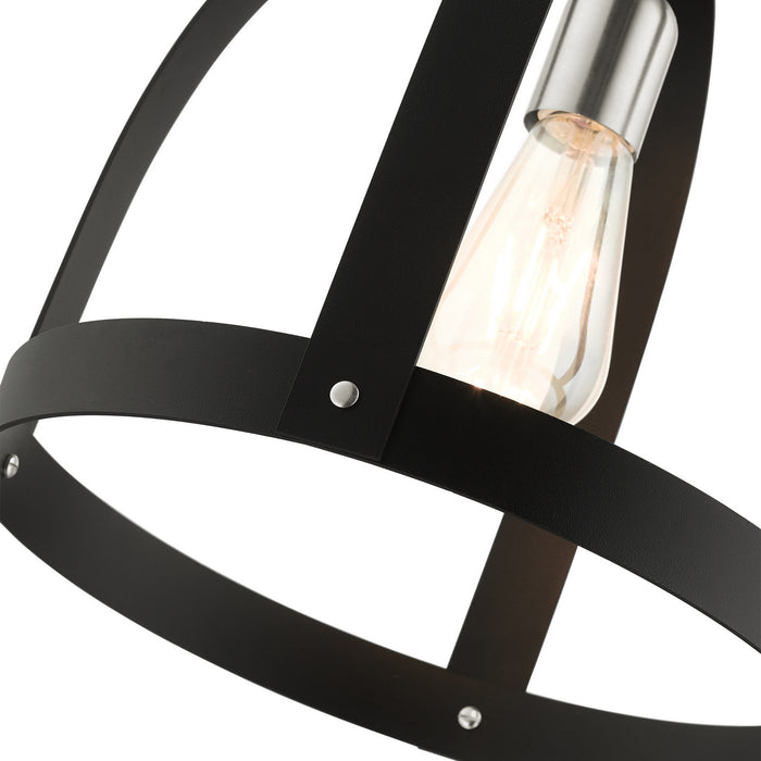 Livex Lighting 49643-14 One Light Pendant, Textured Black w/ Brushed Nickels