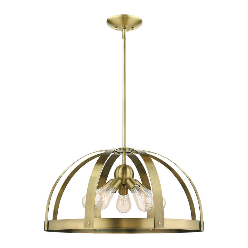 Livex Lighting 49645-01 Five Light Chandelier, Antique Brass w/ Satin Brasss