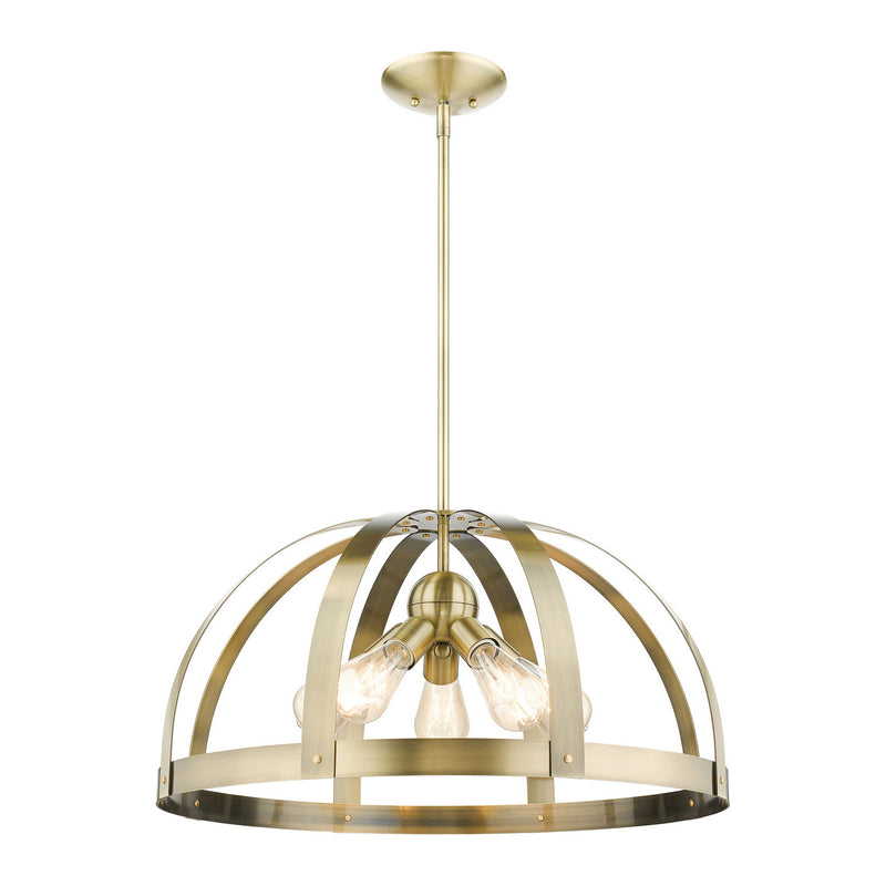 Livex Lighting 49645-01 Five Light Chandelier, Antique Brass w/ Satin Brasss