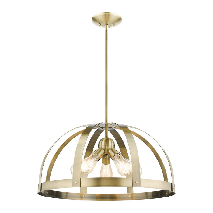 Livex Lighting 49645-01 Five Light Chandelier, Antique Brass w/ Satin Brasss