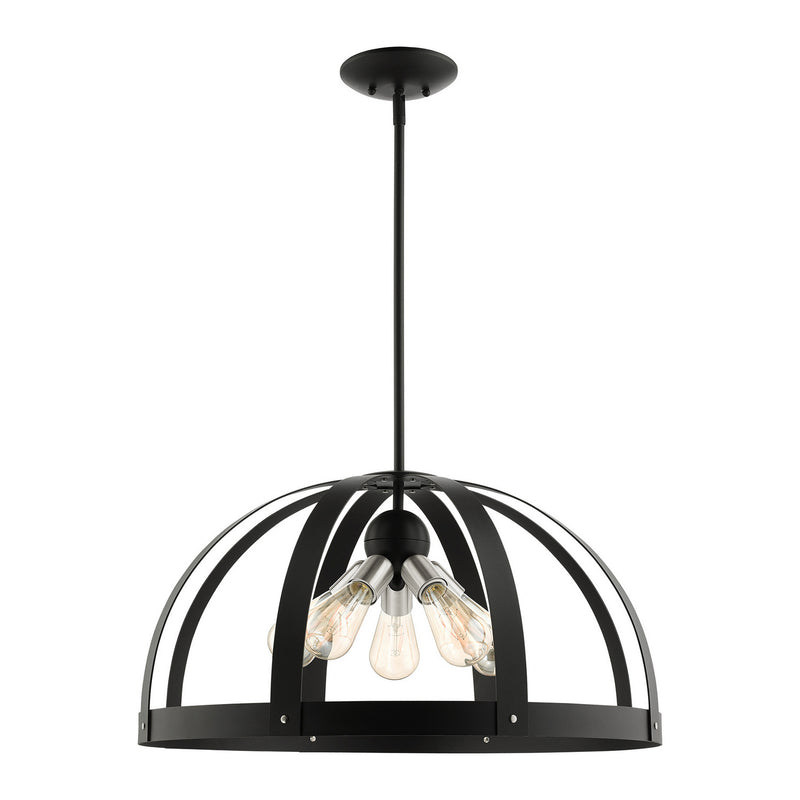 Livex Lighting 49645-14 Five Light Chandelier, Textured Black w/ Brushed Nickels