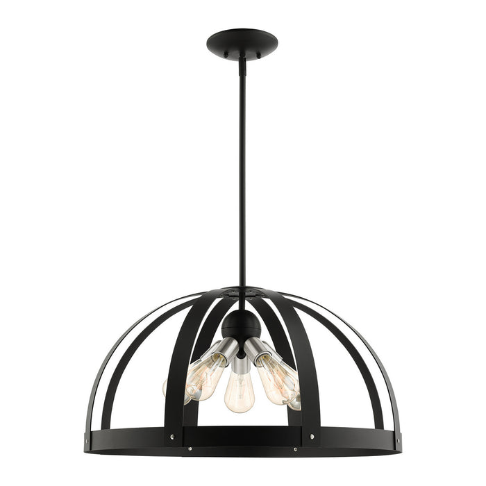 Livex Lighting 49645-14 Five Light Chandelier, Textured Black w/ Brushed Nickels