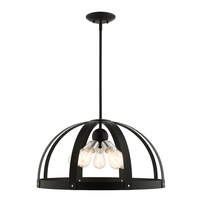 Livex Lighting 49645-14 Five Light Chandelier, Textured Black w/ Brushed Nickels