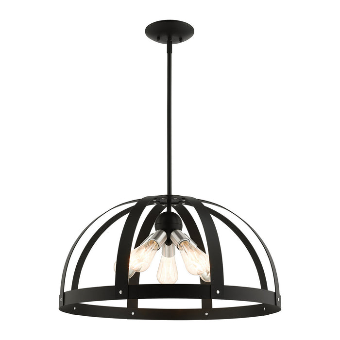 Livex Lighting 49645-14 Five Light Chandelier, Textured Black w/ Brushed Nickels