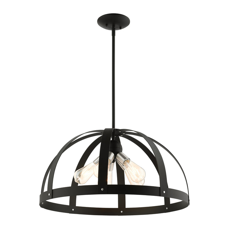 Livex Lighting 49645-14 Five Light Chandelier, Textured Black w/ Brushed Nickels