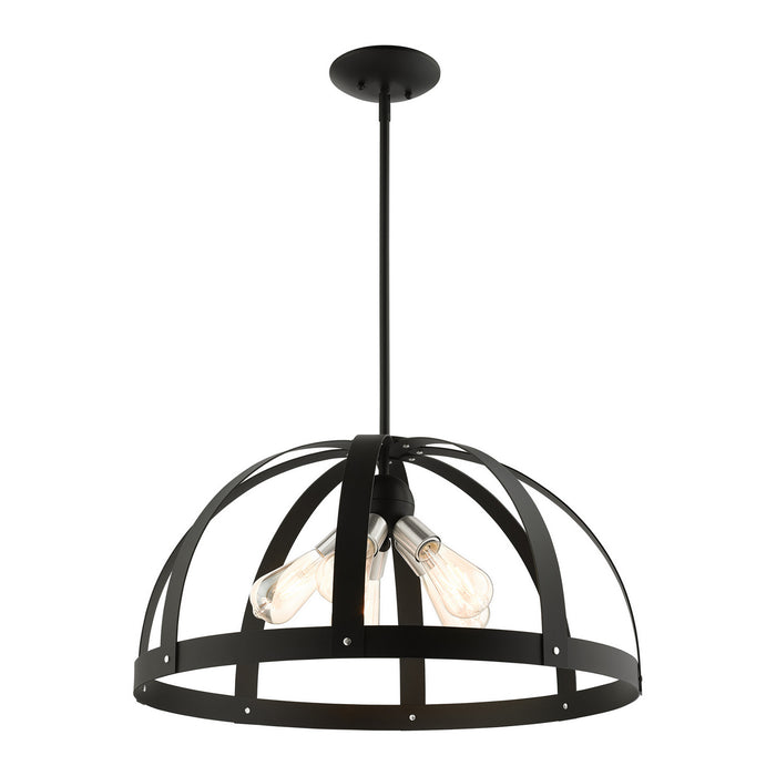 Livex Lighting 49645-14 Five Light Chandelier, Textured Black w/ Brushed Nickels