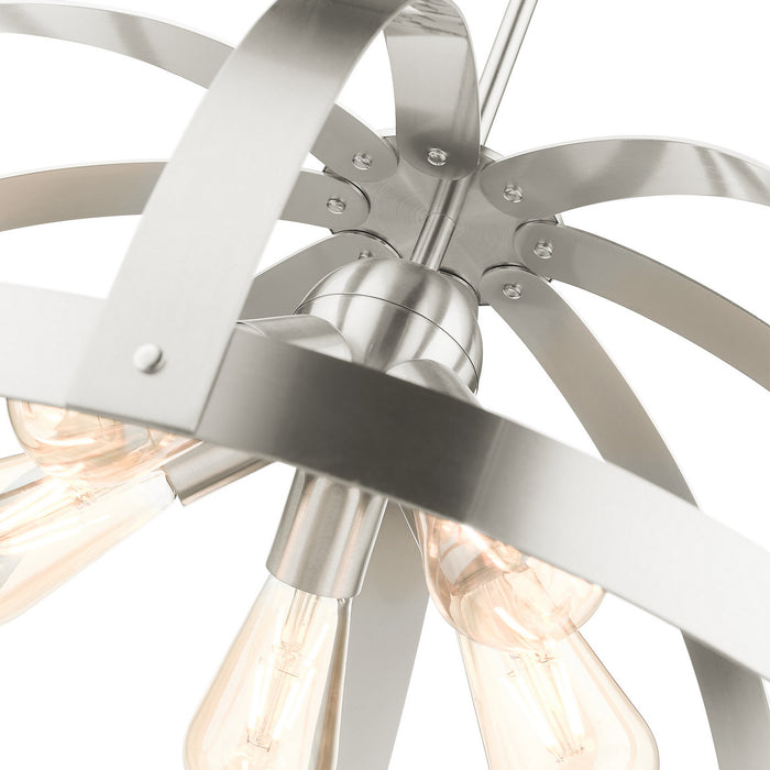 Livex Lighting 49645-91 Five Light Chandelier, Brushed Nickel