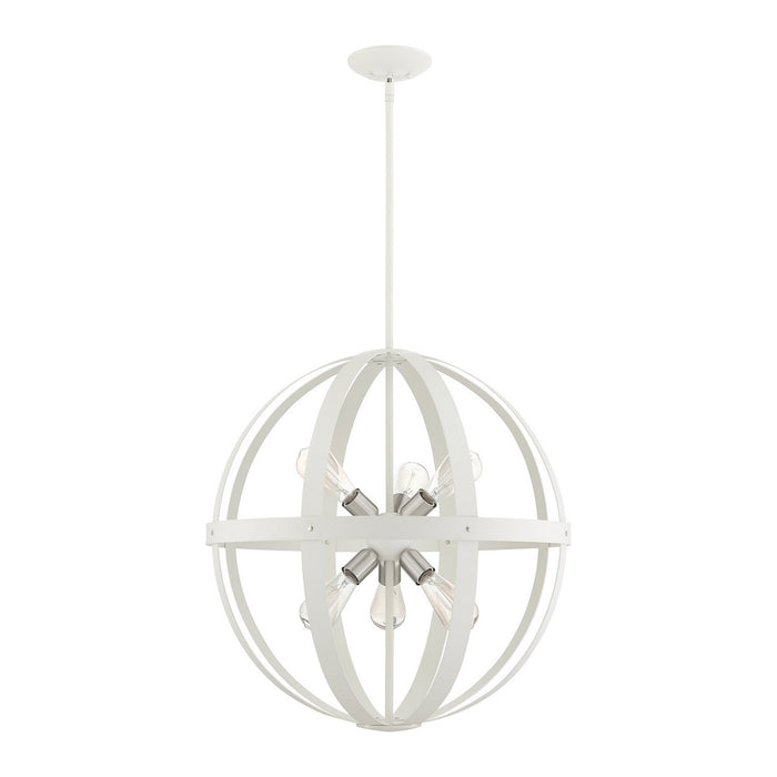 Livex Lighting 49646-13 Six Light Chandelier, Textured White w/ Brushed Nickel Cluster