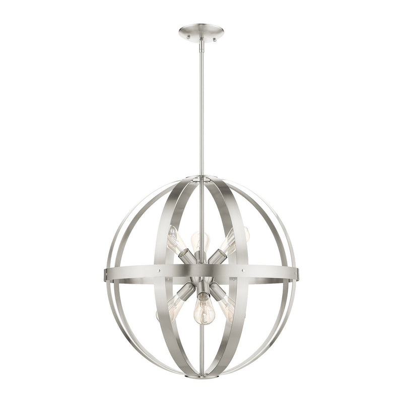 Livex Lighting 49646-91 Six Light Chandelier, Brushed Nickel