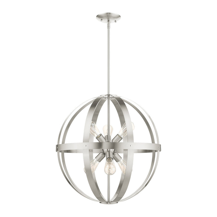 Livex Lighting 49646-91 Six Light Chandelier, Brushed Nickel