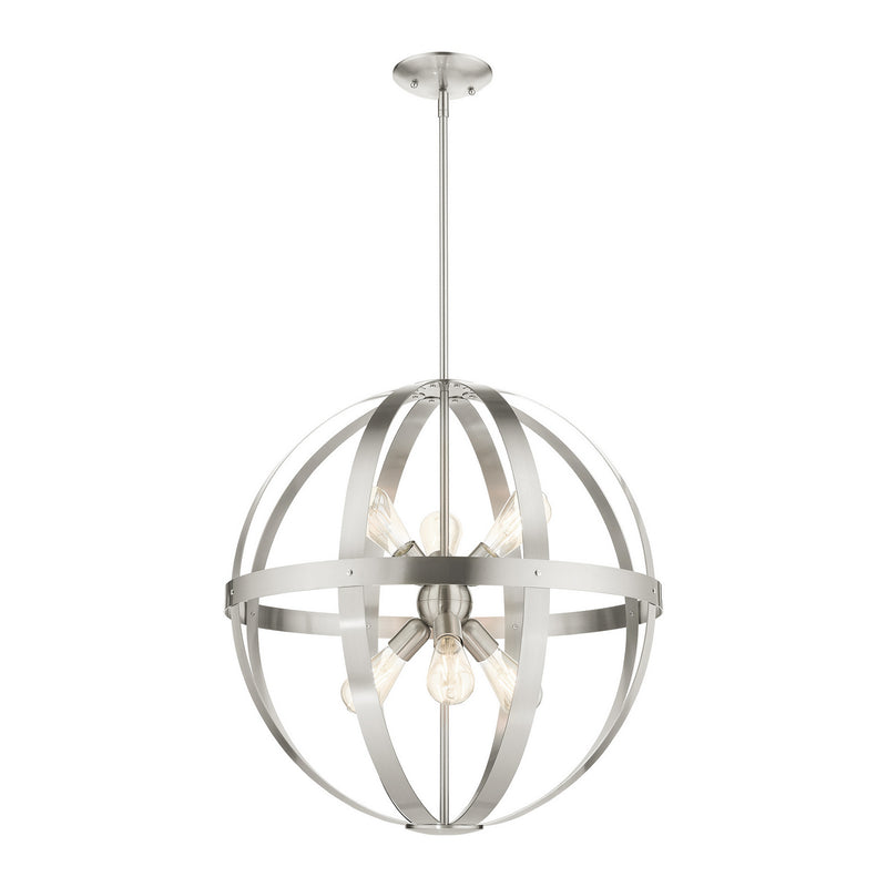 Livex Lighting 49646-91 Six Light Chandelier, Brushed Nickel