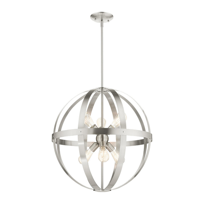 Livex Lighting 49646-91 Six Light Chandelier, Brushed Nickel