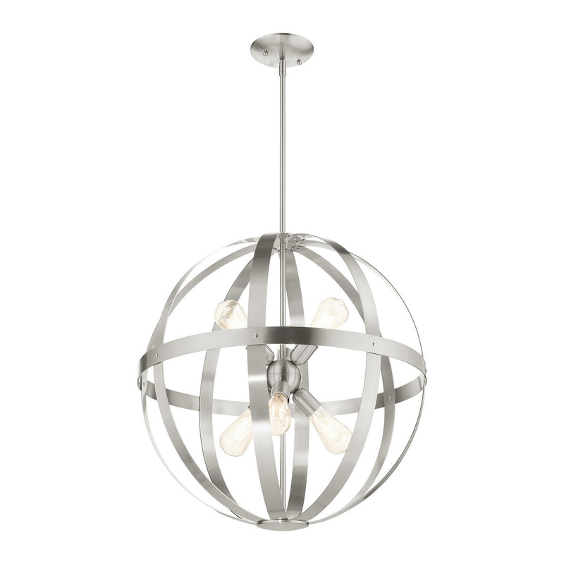 Livex Lighting 49646-91 Six Light Chandelier, Brushed Nickel